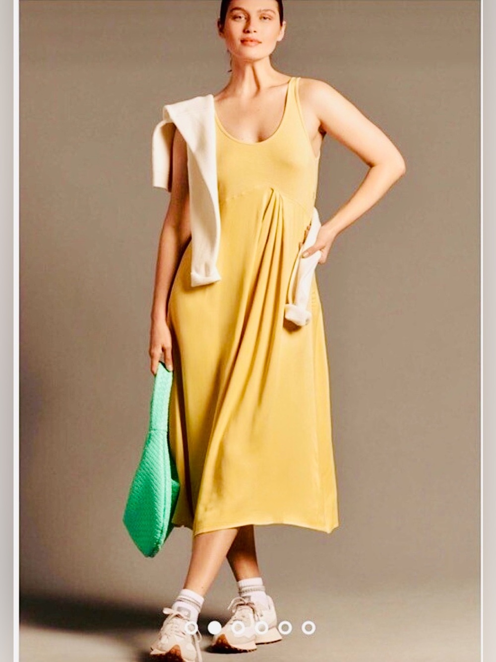 Anthropologie Yellow Sleeveless Dress Scoop Neck